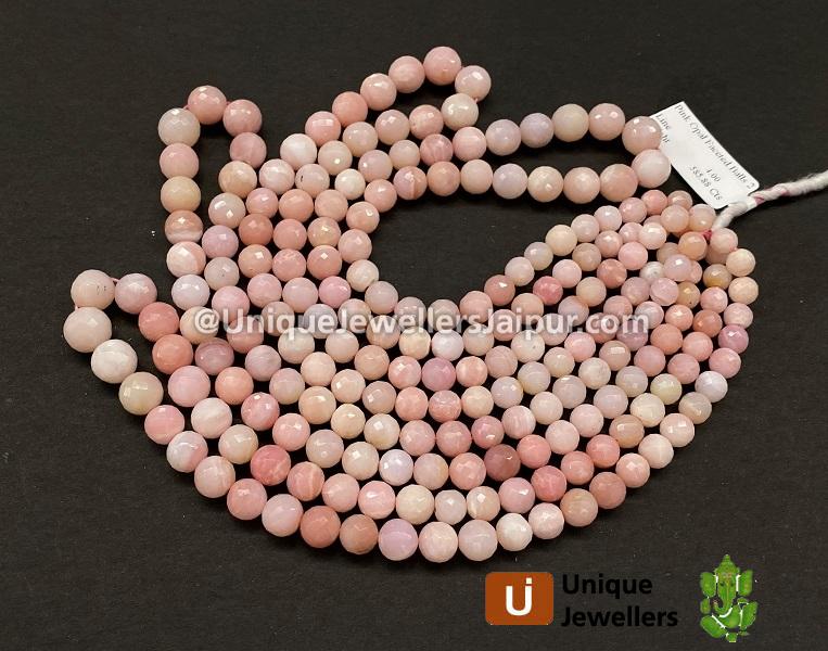 Pink Opal Faceted Round Balls Beads